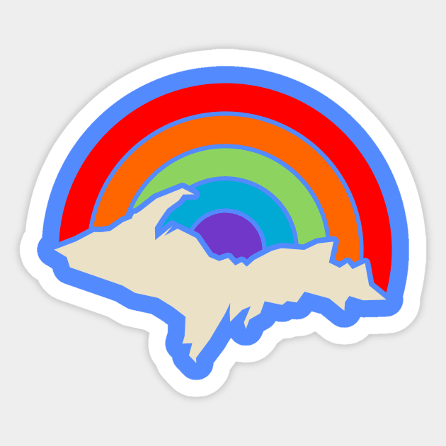 Rainbow Upper Peninsula Sticker by Bruce Brotherton